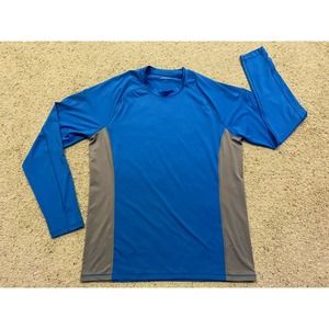 Men's LANDS END size L SHIRT Blue and Gray Long Sleeve Activewear T-Shirt Z21